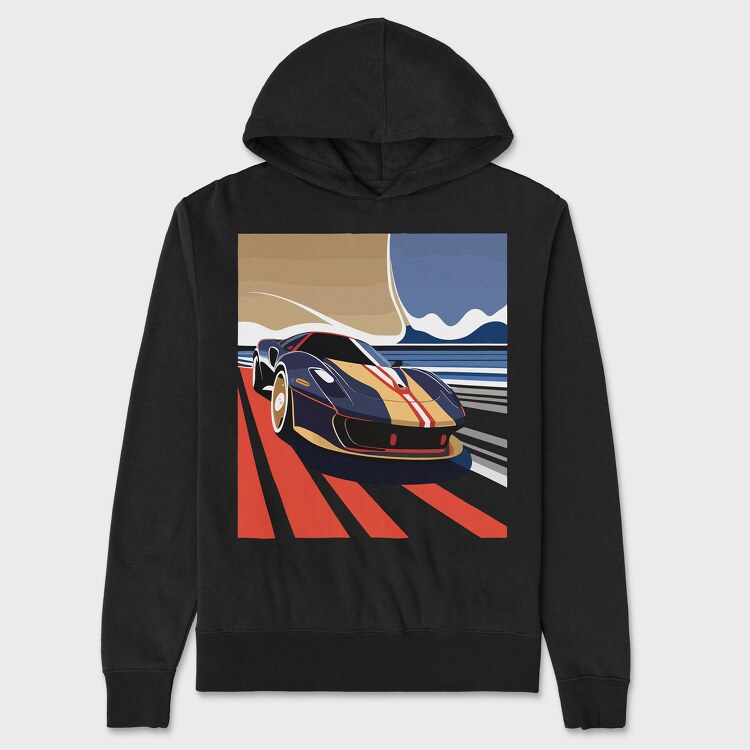 Retro Supercar in Vintage, Hanorac Oversize Barbati (Unisex)