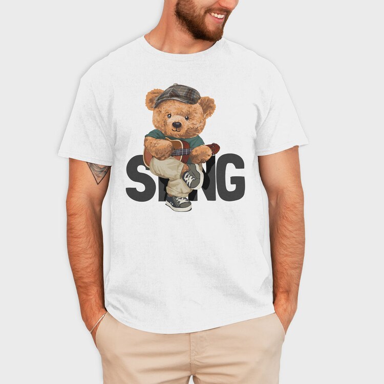 Teddy Sing Guitar, Tricou Barbati (Unisex)