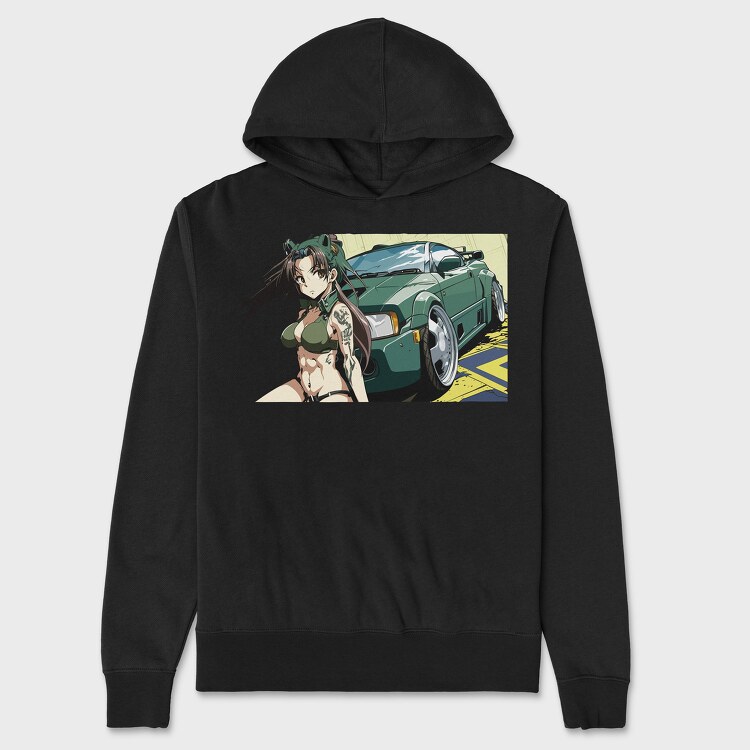 Sports Car Girl Anime, Hanorac Oversize Barbati (Unisex)