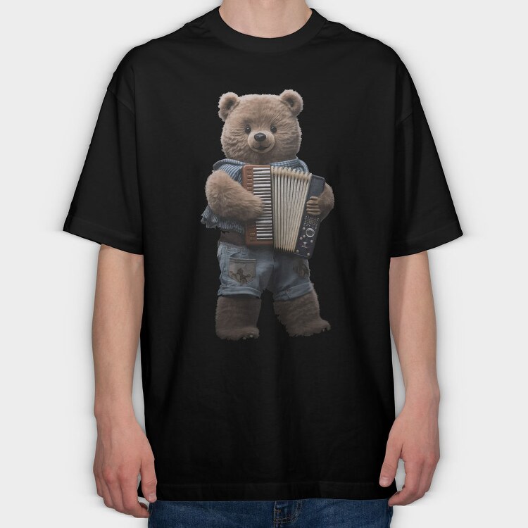Bear Accordion Blues, Tricou Oversize Barbati (Unisex)