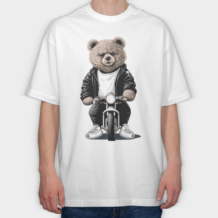 Biker Bear Ride, Tricou Oversize Barbati (Unisex)
