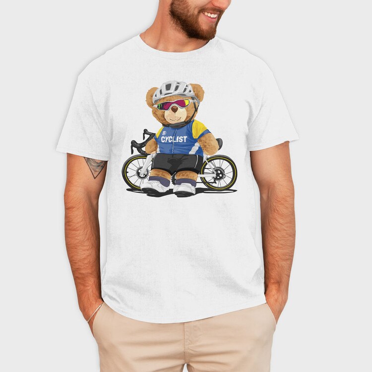 Teddy Bear Cyclist, Tricou Barbati (Unisex)