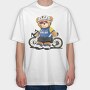 Teddy Bear Cyclist, Tricou Oversize Barbati (Unisex)