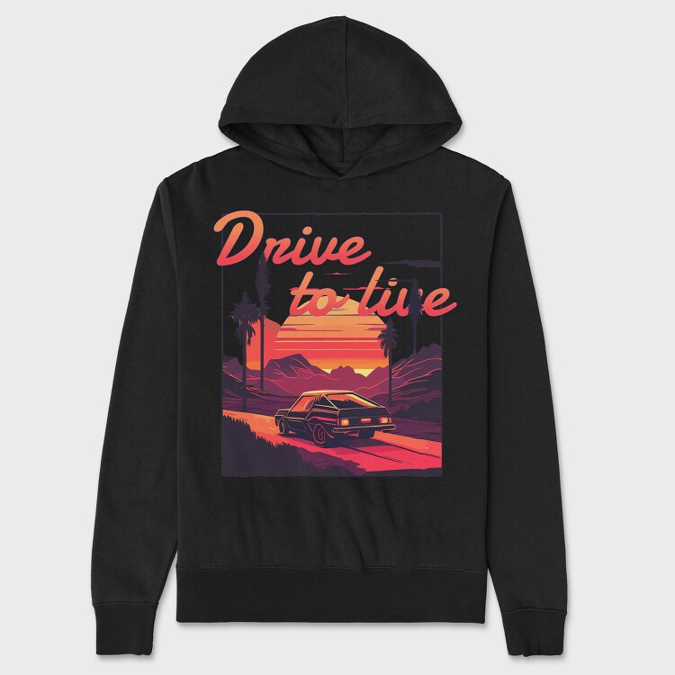 Car on Scenic Road Beautiful Sunset, Hanorac Oversize Barbati (Unisex)