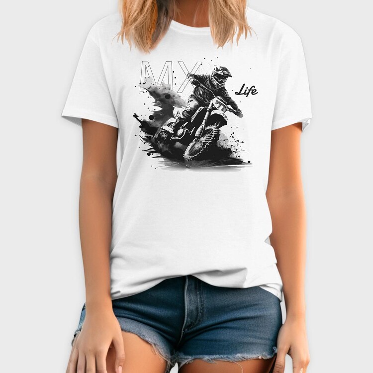 Motocross Rider Kicking Up Dirt Mx Life, Tricou Barbati (Unisex)