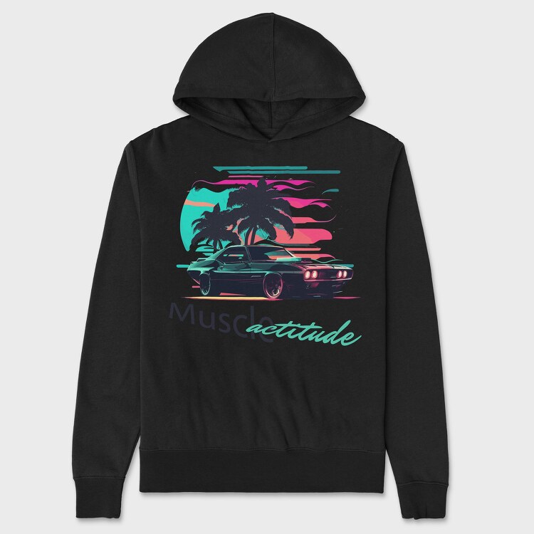 Muscle Attitude Car Vaporwave, Hanorac Oversize Barbati (Unisex)