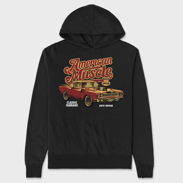 American Muscle Old Car, Hanorac Oversize Barbati (Unisex)