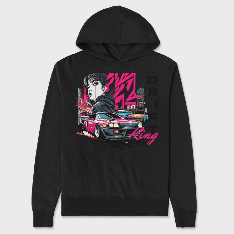 Drift King Japanese Car Manga, Hanorac Oversize Barbati (Unisex)