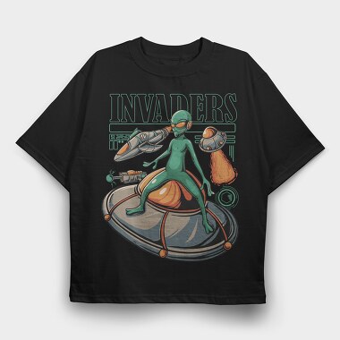 Alien Invasion, Tricou Oversize Barbati (Unisex)