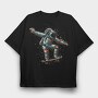 Astronaut Skateboarding, Tricou Oversize Barbati (Unisex)