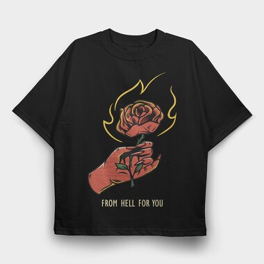 Burning Rose Hand, Tricou Oversize Barbati (Unisex)