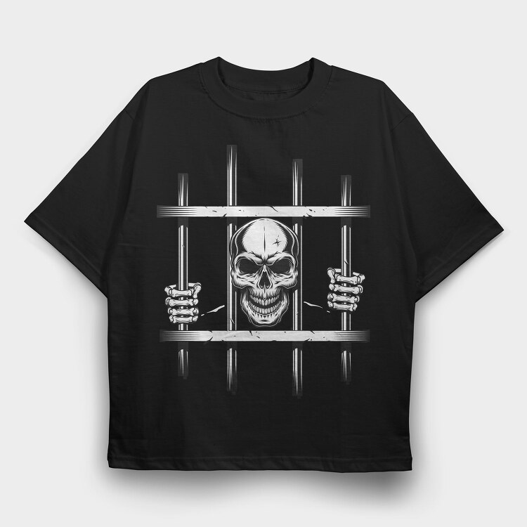 Prison Skull, Tricou Oversize Barbati (Unisex)