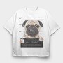 Pug Mugshot, Tricou Oversize Barbati (Unisex)