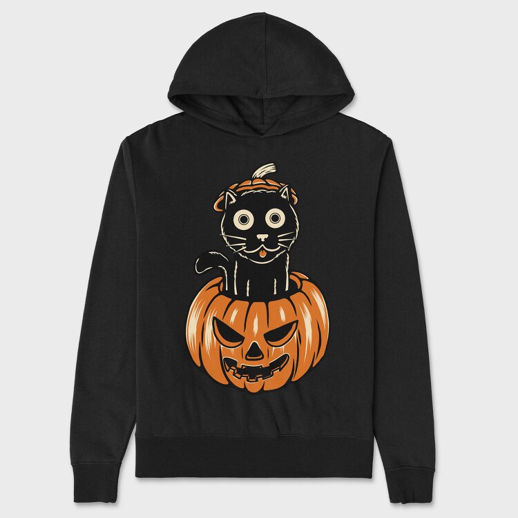 Pumpkin Kitty, Hanorac Oversize Barbati (Unisex)