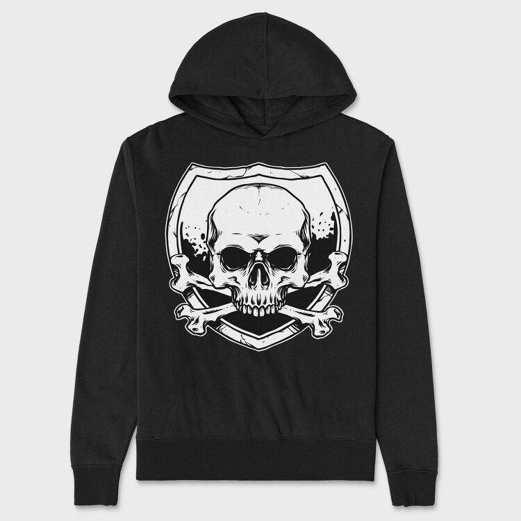 Skull Crossbones Shield, Hanorac Oversize Barbati (Unisex)