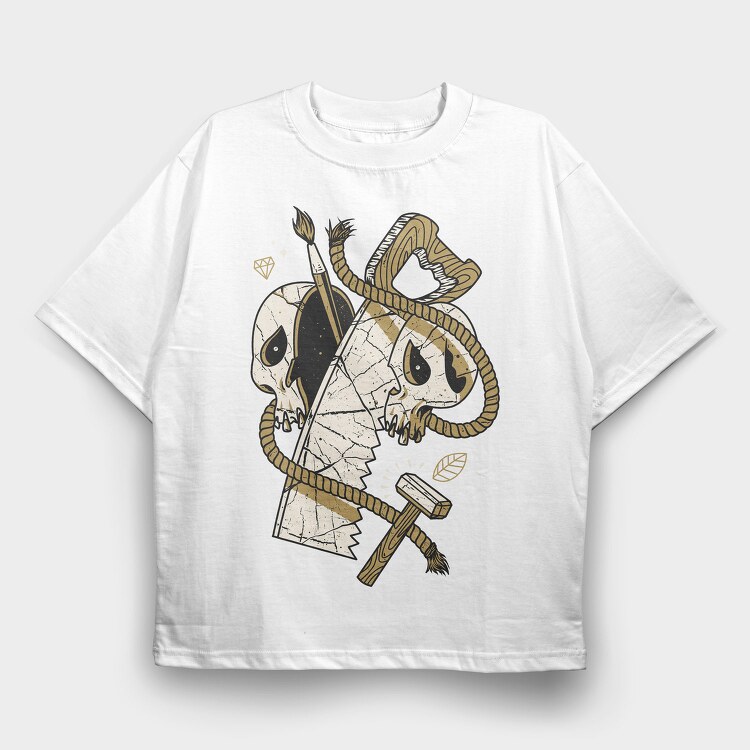 Skull Rope Brush, Tricou Oversize Barbati (Unisex)
