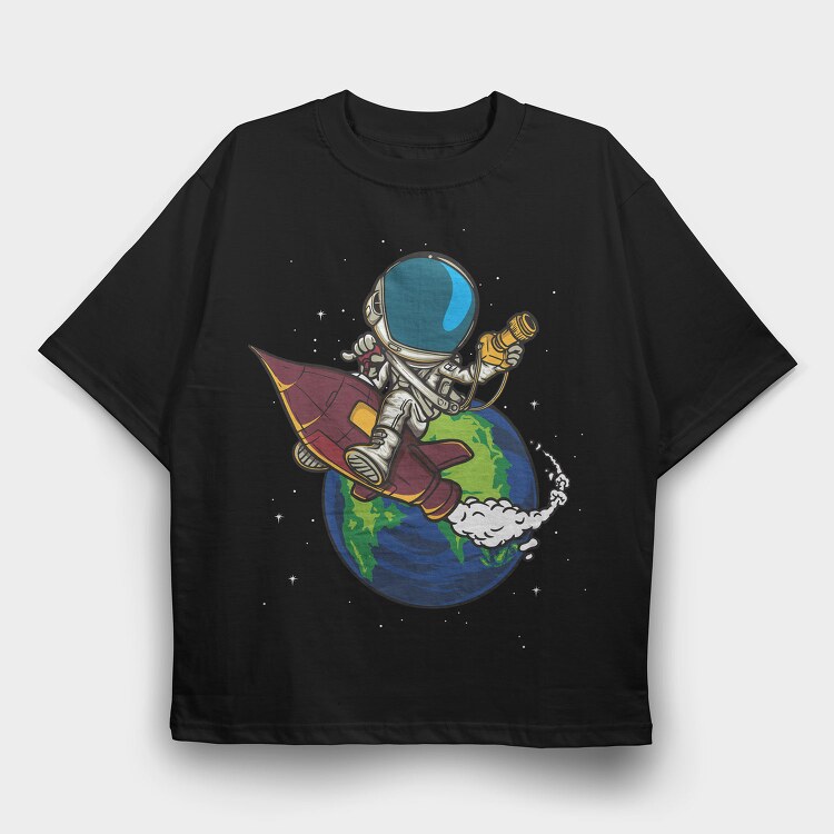 Space Rocket Explorer, Tricou Oversize Barbati (Unisex)