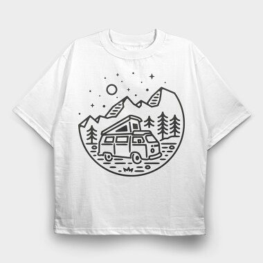 Camper Night Adventure, Tricou Oversize Barbati (Unisex)