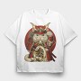 Cat Samurai Armor, Tricou Oversize Barbati (Unisex)