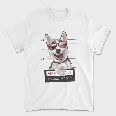 Dog Mugshot Warning, Tricou Barbati (Unisex)