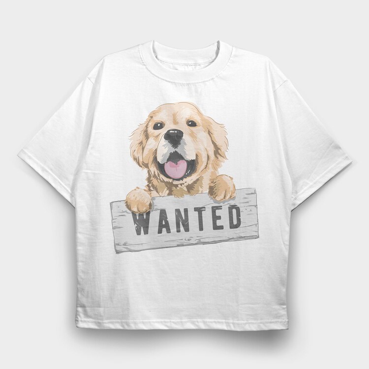 Dog Wanted Sign, Tricou Oversize Barbati (Unisex)
