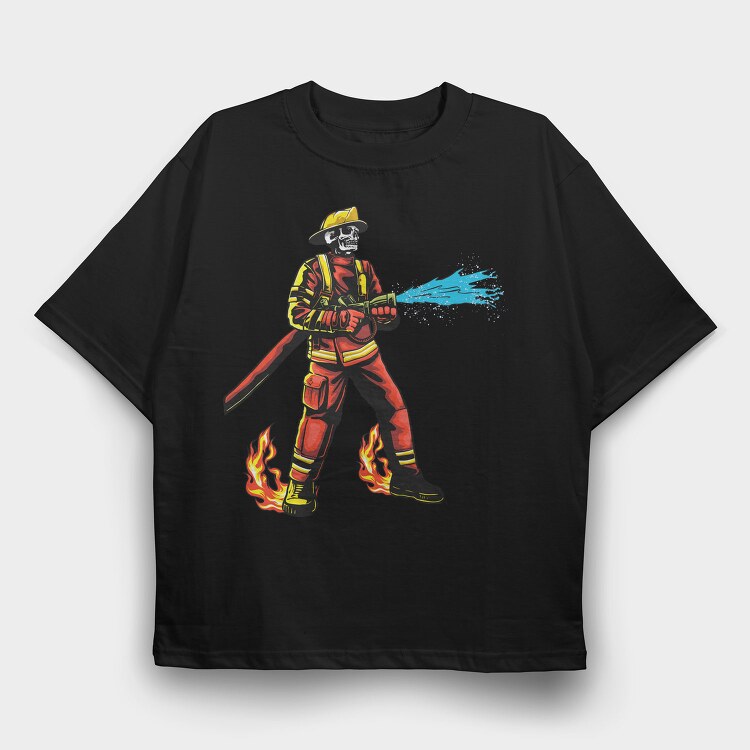 Firefighter Skeleton, Tricou Oversize Barbati (Unisex)
