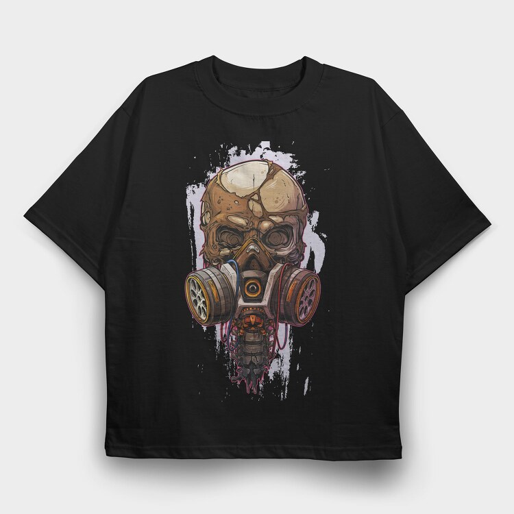 Gas Mask Skull, Tricou Oversize Barbati (Unisex)