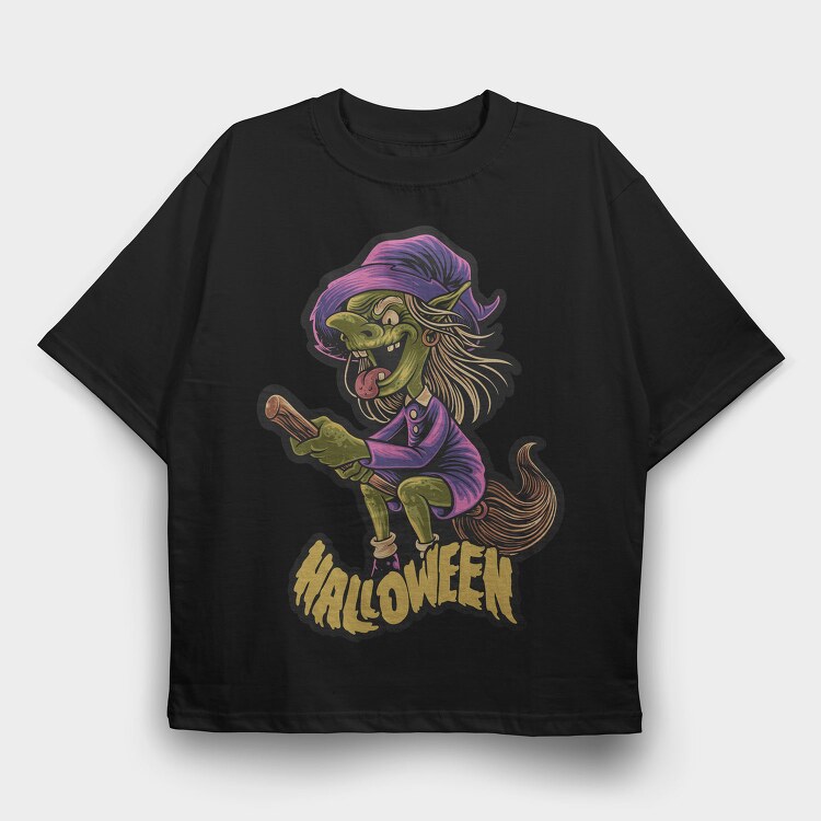 Halloween Witch Broom, Tricou Oversize Barbati (Unisex)
