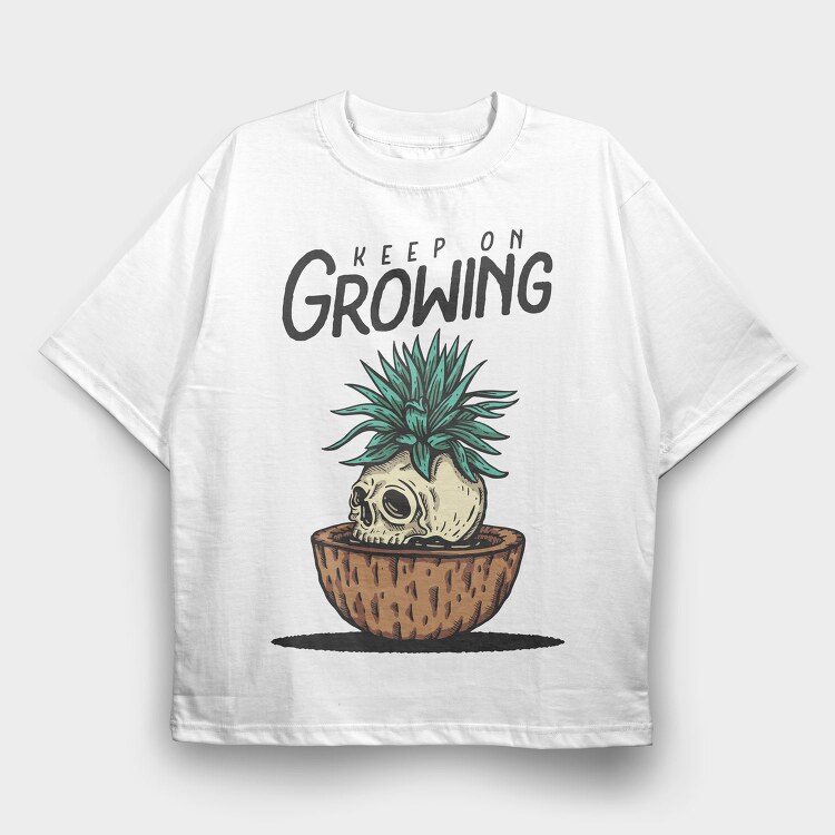 Keep On Growing Skull, Tricou Oversize Barbati (Unisex)