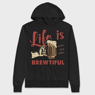 Life Is Brewtiful, Hanorac Oversize Barbati (Unisex)