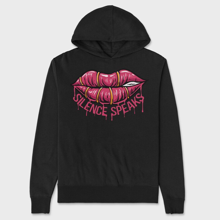 Lips Speak Silence, Hanorac Oversize Barbati (Unisex)