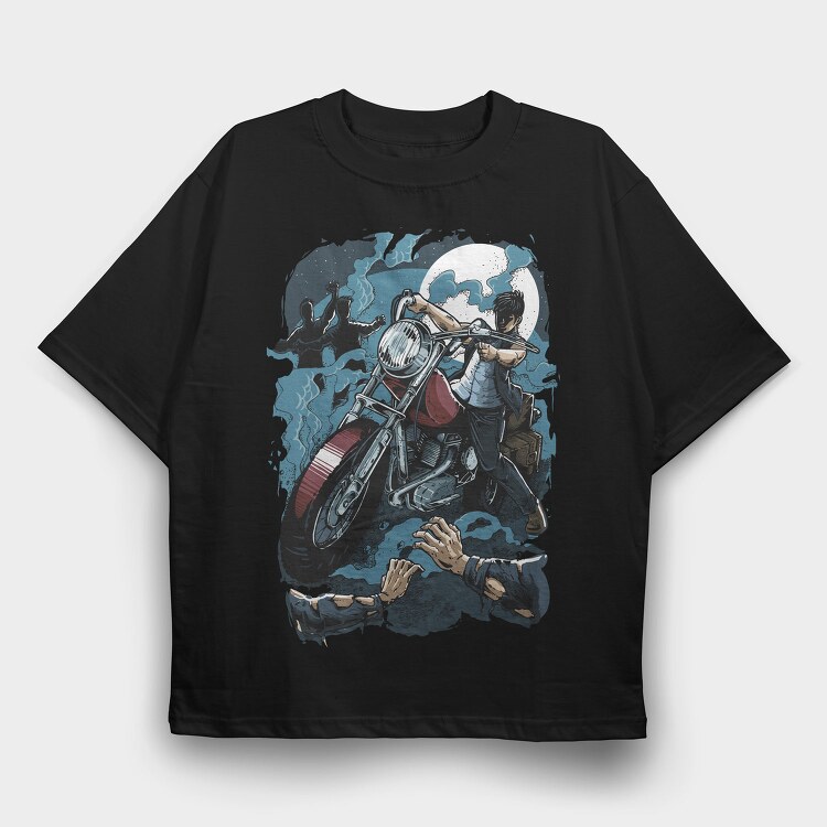 Motorcycle Chase, Tricou Oversize Barbati (Unisex)