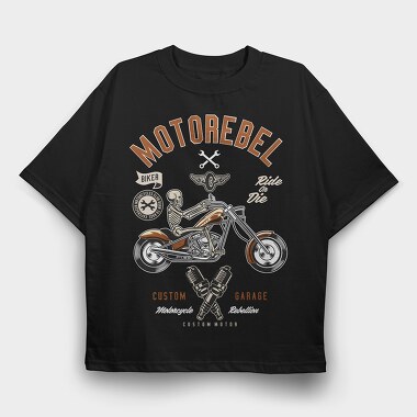 Motorcycle Rebel, Tricou Oversize Barbati (Unisex)