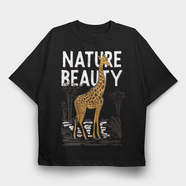 Nature Beauty Giraffe, Tricou Oversize Barbati (Unisex)