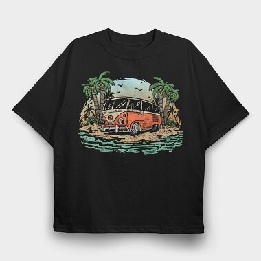 Peace Bus Beach, Tricou Oversize Barbati (Unisex)
