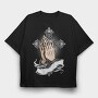 Praying Hands Cross, Tricou Oversize Barbati (Unisex)