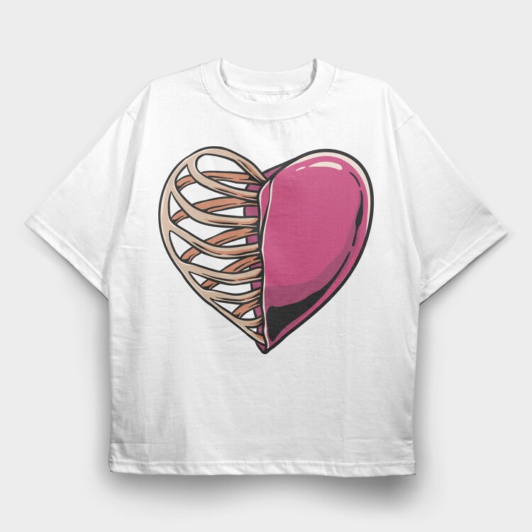 Ribbed Heart, Tricou Oversize Barbati (Unisex)