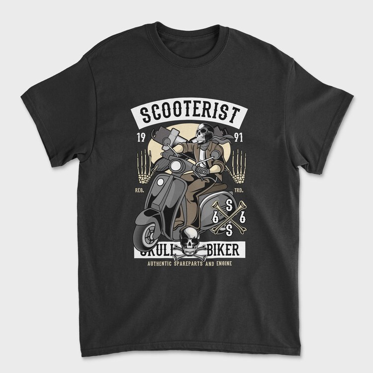 Scooter Biker Skull, Tricou Barbati (Unisex)