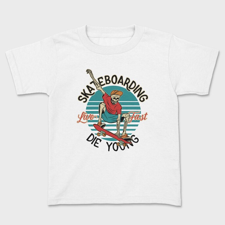 Skateboarding Skeleton, Tricou Copii