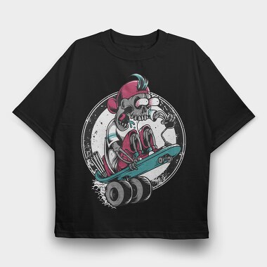 Skateboarding Skull, Tricou Oversize Barbati (Unisex)