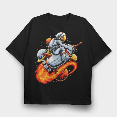Space Rocket Rider 1, Tricou Oversize Barbati (Unisex)
