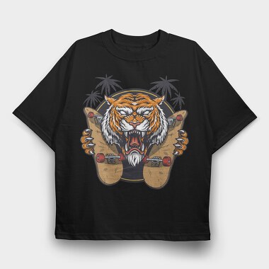 Tiger Skate Palm, Tricou Oversize Barbati (Unisex)