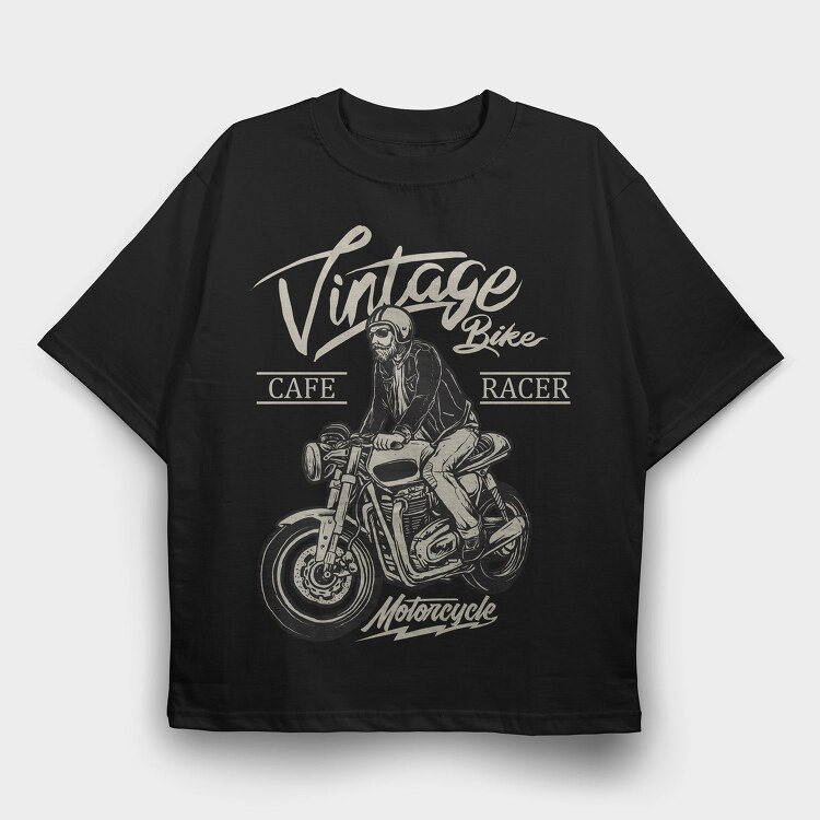Vintage Cafe Racer, Tricou Oversize Barbati (Unisex)