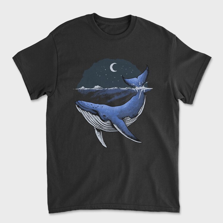 Whale Moon Night, Tricou Barbati (Unisex)