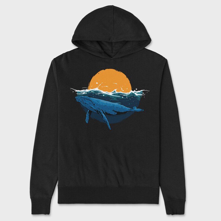 Whale Sunset, Hanorac Oversize Barbati (Unisex)
