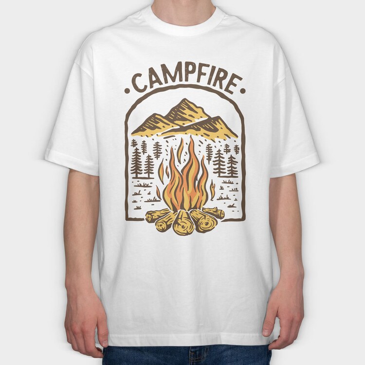 Campfire Mountain Adventure, Tricou Oversize Barbati (Unisex)