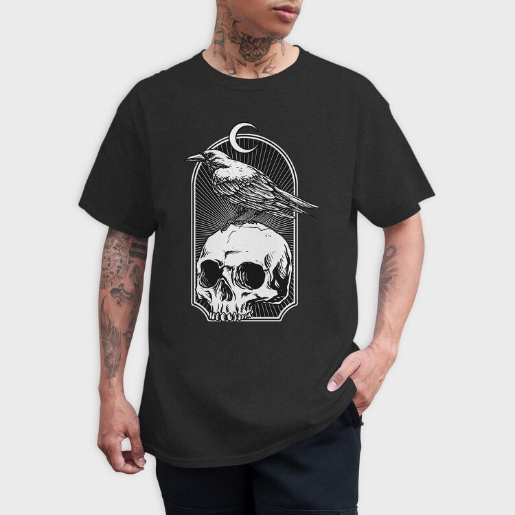 Raven Moon Skull, Tricou Barbati (Unisex)
