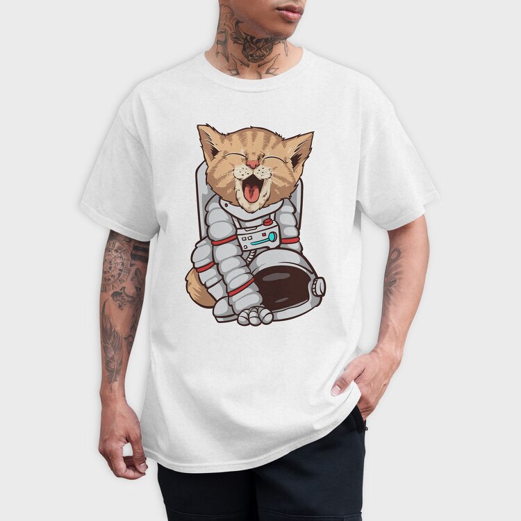Cat Astronaut Space, Tricou Barbati (Unisex)