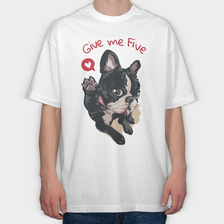 Frenchie Five Love, Tricou Oversize Barbati (Unisex)