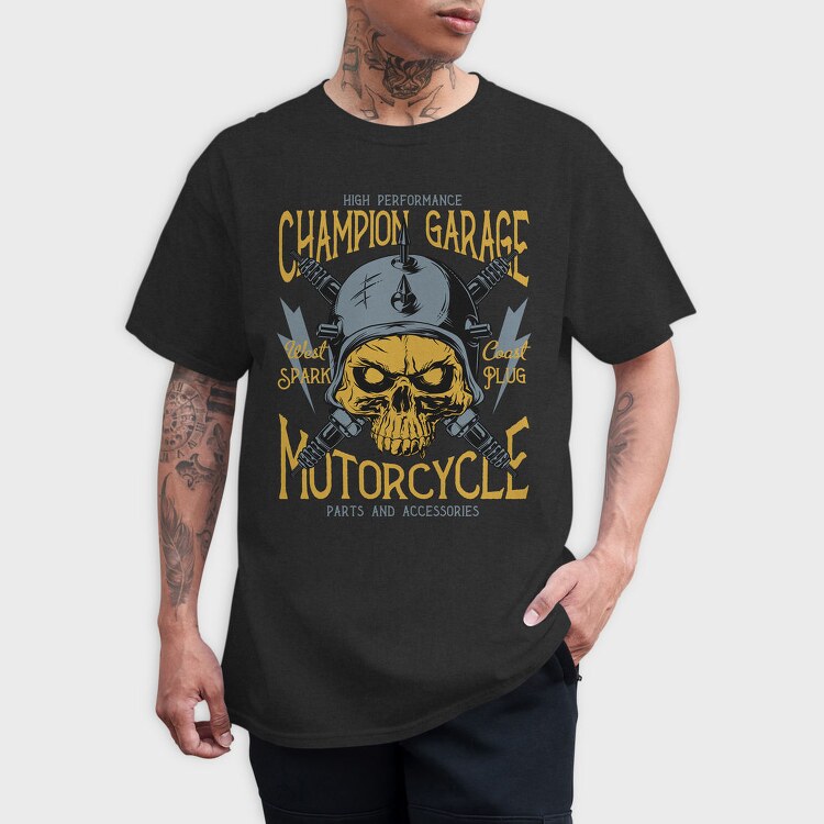 Champion Garage Motorcycle, Tricou Barbati (Unisex)